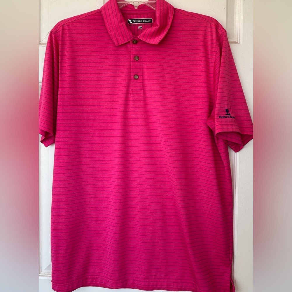 Pebble Beach Brand Dry-Luxe Performance Golf Polo Shirt Hot Pink‎ Size XL